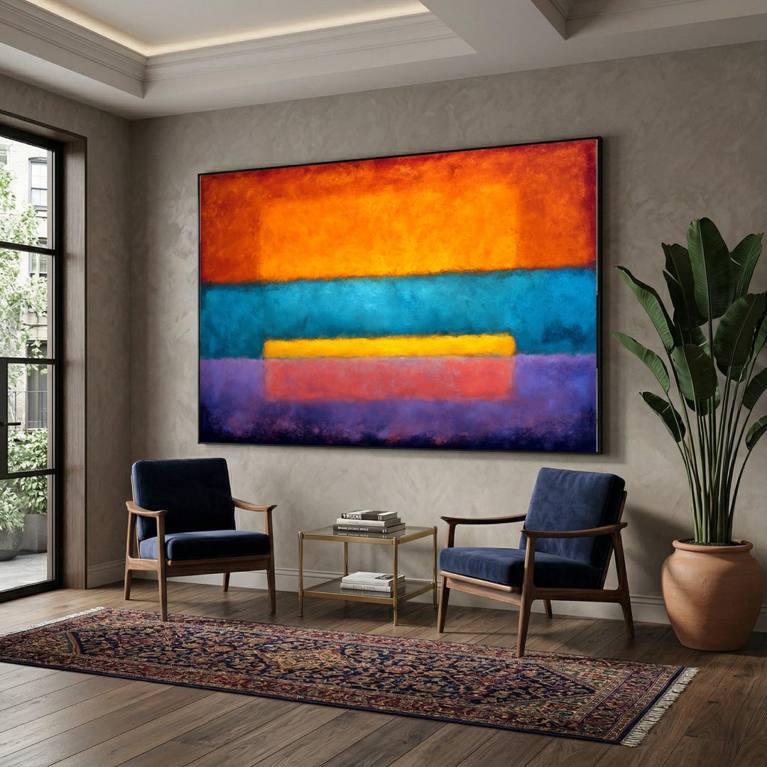 Modern Abstract Color Blocks Canvas Wall Art, Geometric Print, Vibrant ...