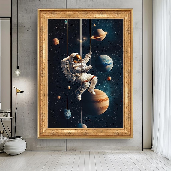 Realistic Astronaut Canvas Print: Sci-Fi Galaxy Wall Art