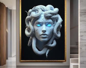 Futuristic Medusa Canvas Print: Sci-Fi Gothic Wall Art