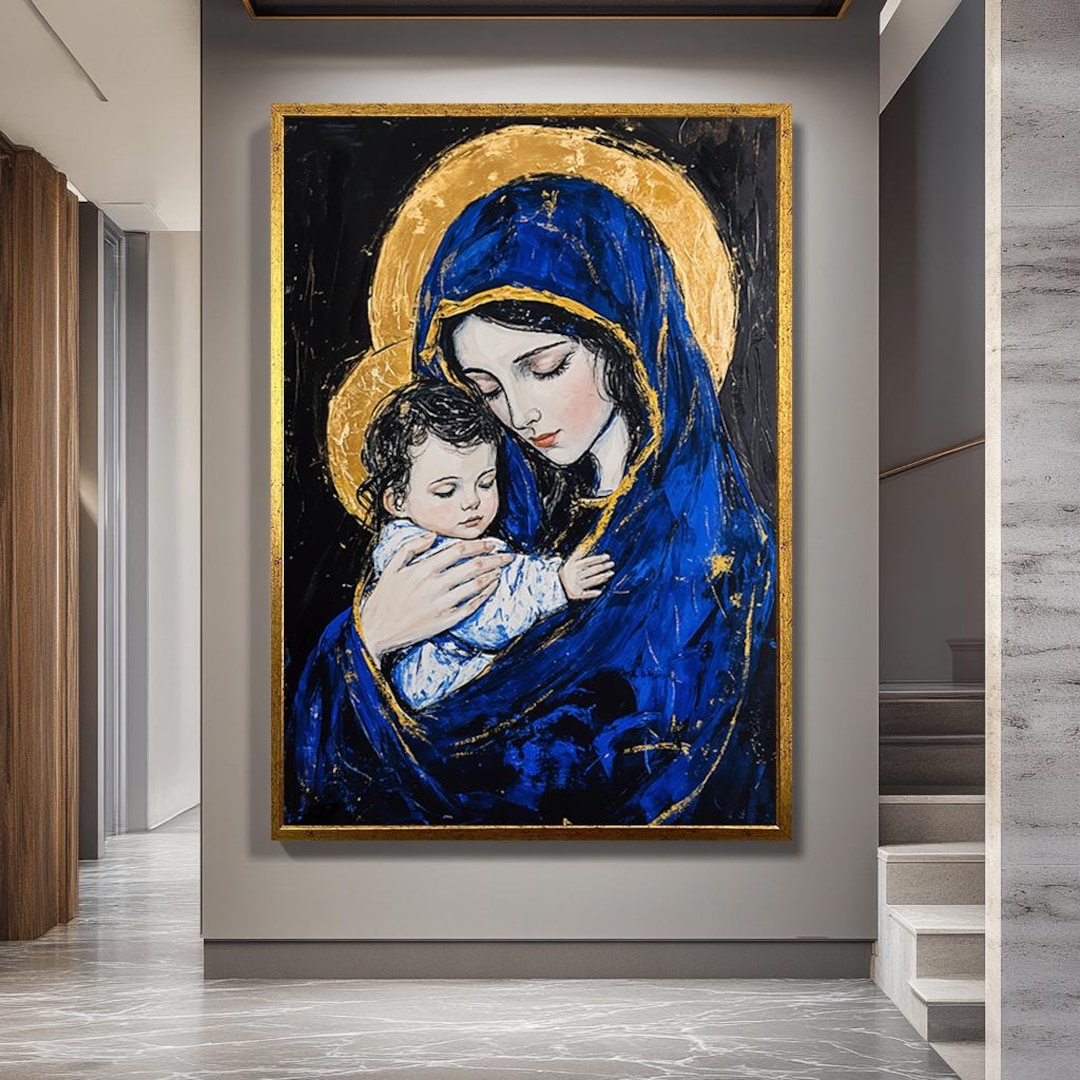 Virgin Mary and Baby Jesus Canvas Wall Art, Religious Christian ...
