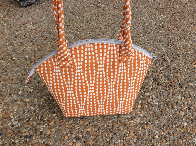 Orange and White Dots Zippered Satchel image 3