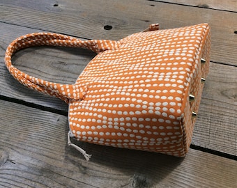 Orange and White Dots Zippered Satchel