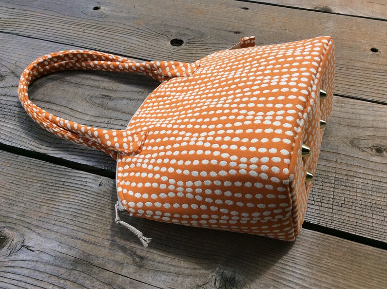 Orange and White Dots Zippered Satchel image 1