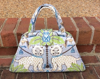 Jungle Cat Fabric Structured Handbag