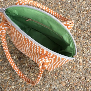 Orange and White Dots Zippered Satchel image 5