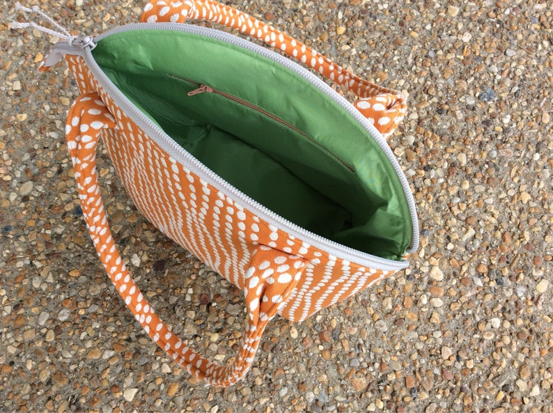 Orange and White Dots Zippered Satchel image 5