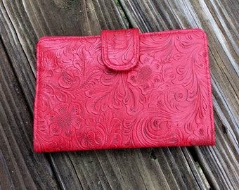 Red Wallet Vinyl Tooled Texture