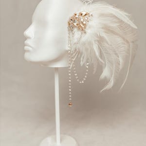Feather hair piece, rooster feathers, peacock feathers, bridal headpiece, feather wedding fascinator, swarovski crystal hair accessory