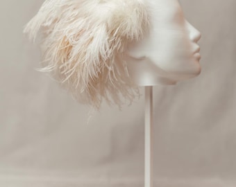 Feather Bridal Headpiece: Handmade White Feather Fascinator