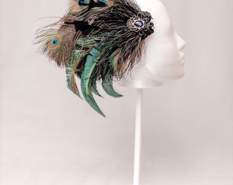 Bandeau à Plumes Turquoise & Perles - Indienne, Hippie, Festival