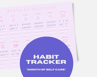 Habit tracker PRINTABLE - Self Care Tracker - Month of Self Care Challenge - Journal Page - Habits Tracker - Life Quality Tracker
