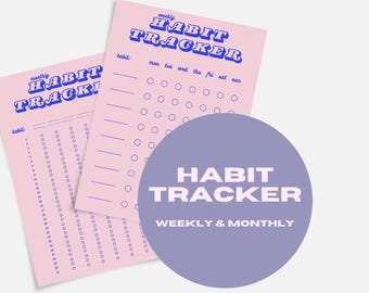 Habit tracker PRINTABLE - Self Care Tracker - Weekly Habits Tracker - Monthly Habits Tracker - Journal Page - Habits Tracker