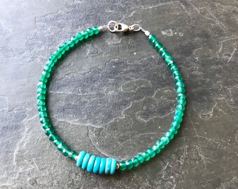 Green Onyx and Turquoise Stacking Bracelet