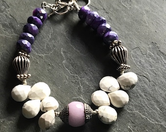 PURPLE STONE and Howlite Bracelet