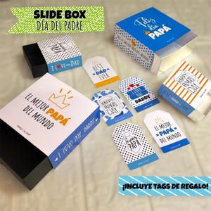 Father's Day Slidebox - Printable designs with customizable sashes - SVG, PNG, and Studio templates - Large and small box + Gift tags
