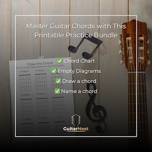 Guitar Chord Practice Workbook Bundle – Printable PDF for Beginners | A4 & US Letter | Guitar Chord Charts + Exercises
