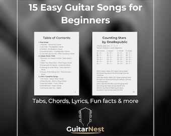 Guitar Chords & Tabs Beginner’s Guide – Easy Song Tutorials with Strumming Patterns, Lyrics