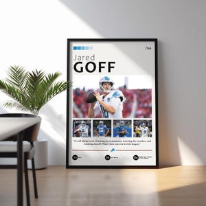 Jared Goff Poster / Detroit Lions NFL Poster / Minimalistisch / Helvetica / Mid-Century Modern / Football Schlafzimmer Dekor / NFL Geschenk
