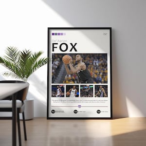 De&#39;Aaron Fox Poster / Sacramento Kings Print / NBA Basketball Art / Sports Poster / Fox Kings Art / Basketball Wall Art / Fan Gift