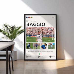 Roberto Baggio Poster / Italy Poster / Baggio Print Art / Football Downloads Wall Poster / Baggio Inspired Art / Baggio Wall Decor / Baggio