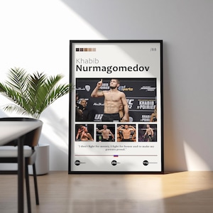 Khabib Nurmagomedov Kampf Poster / UFC Champion Kunst / MMA Wanddekoration / Fight Night Poster / Khabib Kunstdruck / Geschenk für MMA Fans
