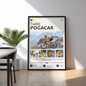 Tadej Pogacar Poster / Pogacar Cyclist Print / Framed Pogacar Art / Cyclism Decor / Tour De France Poster / Giro D&#39;Italia Poster