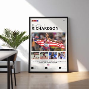 Pôster de Sha'Carri Richardson / Impressão minimalista de atletismo dos EUA / Impressão olímpica / Impressão moderna de meados do século / Arte de parede / Impressão esportiva de quarto
