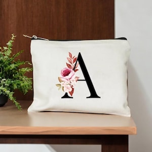 Neceser con letras personalizadas, bolsa con iniciales personalizada, neceser con iniciales, regalo para dama de honor, boda, Día del Maestro, organizador de viaje