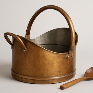 Pranshi Art&quot; Vintage Pure Copper Pot with Kalai Lining – Handcrafted Vintage Décor & Kitchenware, Storage Bucket