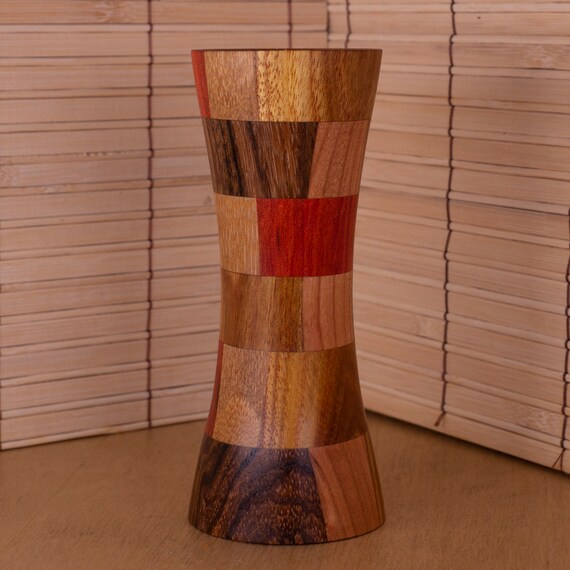 4 75 Inch Tall Tumbled Wood Bud Vase Made Of Canarywood Etsy