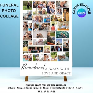 Funeral Photo Collage Template: Celebration of Life Memorial Sign (Canva Digital Download