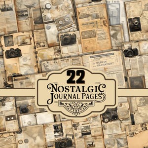 Páginas de diario vintage / Kit de efímeras digitales / Papel de álbum de recortes antiguo / Hojas de collage imprimibles / Descarga instantánea