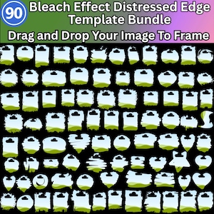 Bleach Effect Distressed Edge Bundle: 90+ PNG Templates (Digital Download)