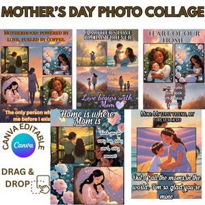 Mother&#39;s Day Canva Photo Collage Template Bundle, Mom Canva Photo Frame Template, Mom Canva Frame, The Best Mom Ever Canva Template
