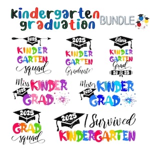 Kindergarten Graduation 2025 SVG Bundle: Retro Cut Files (Digital Download