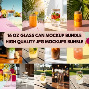 16 oz Glass can mockup bundle JPG Mockups Sipper glass mockup Libbey glass mockups Glass tumbler mock up