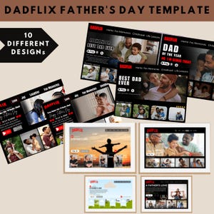 Plantillas de Canva de Dadflix editables / Regalo del Día del Padre personalizado / Póster de la película Dadflix / Descarga digital divertida inspirada en Netflix /