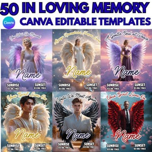 40+In Loving Memory Editable Canva Template Bundle, Funeral & Remembrance Canva Memorial T-shirt designs