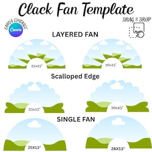 Canva Clack Fan テンプレート: シングル、マルチレイヤー、スカラップエッジ (デジタルダウンロード)