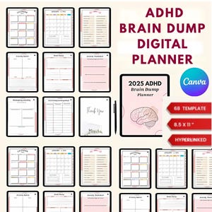 ADHD Brain Dump Planner | iPAD & Android Planner, Goodnotes | Editable Canva Interior | Printable Pdf | Mental Health Organizer