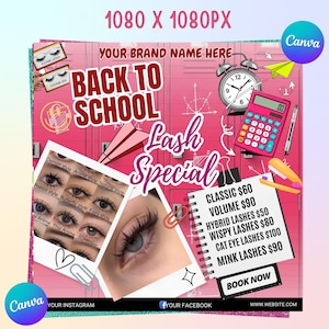 Back to School Lash Flyer Template: Salon & Lash Tech Canva Design