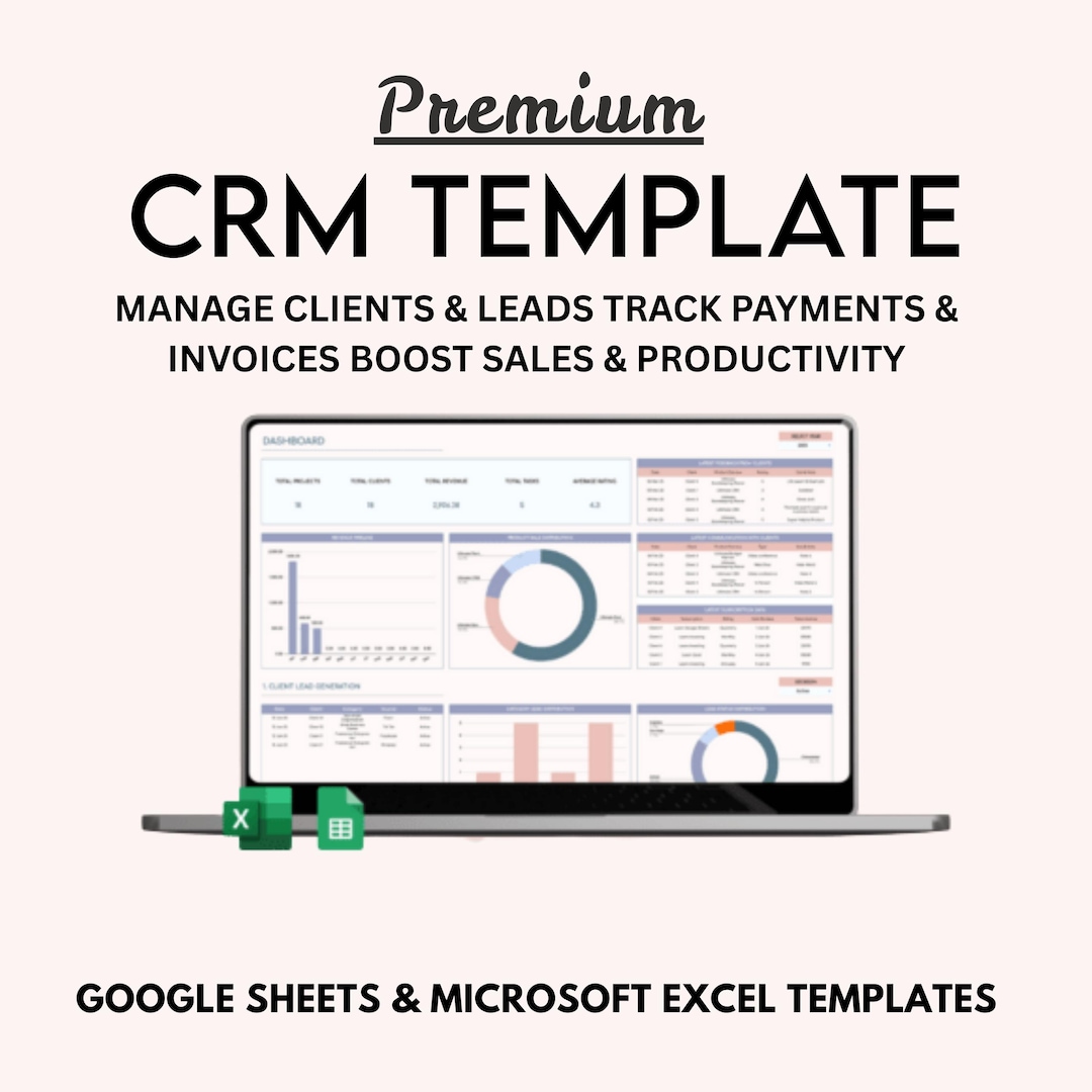 CRM Spreadsheet Template | Excel & Google Sheets | Client Tracker ...
