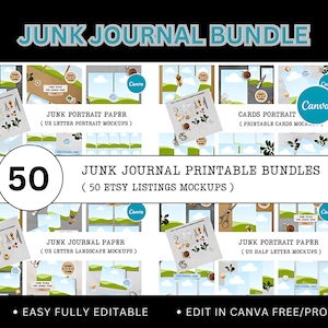 Junk Journal Mockup Templates: Canva Editable Printables (Digital Download)