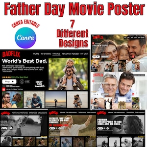 Dadflix Father&#39;s Day Photo Collage Template Bundle (Digital Download)