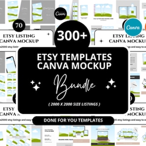 300+ Etsy Listing Mockup Canva Editable Templates Bundle, Etsy Mockup Planners Journal, Drag and Drop Mockups, Digital Product Mockup