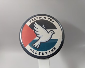 Freedom for Palestine – Peace Dove & Flag Motif – 1" / 2.25" Button (Design 7) – Stand with Palestine Series