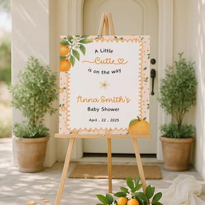 Editable A Little Cutie Is On the Way Sign | Citrus Decor | Orange Baby Shower Decoration | Welcome Sign Little Cutie Is Baby Shower - BBS12
