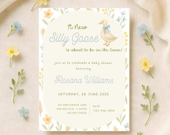 Silly Goose Baby Shower Decor: Sage Green Gingham (Digital Download) BBS11