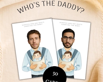 Who's the Daddy Baby Shower Game: Scratch Off Cards (Digital Download 5x7 & 2.5x3")