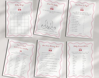 Shes The Cherry On Top Baby Shower Games | Editable Cherry Games | Fun Printable Activities for Girl Baby Showers | Cherry Theme Games BBS05